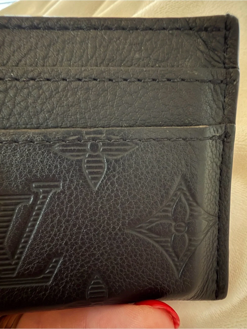 Louis Vuitton Monogram Shadow Black Leather Card Holder Wallet